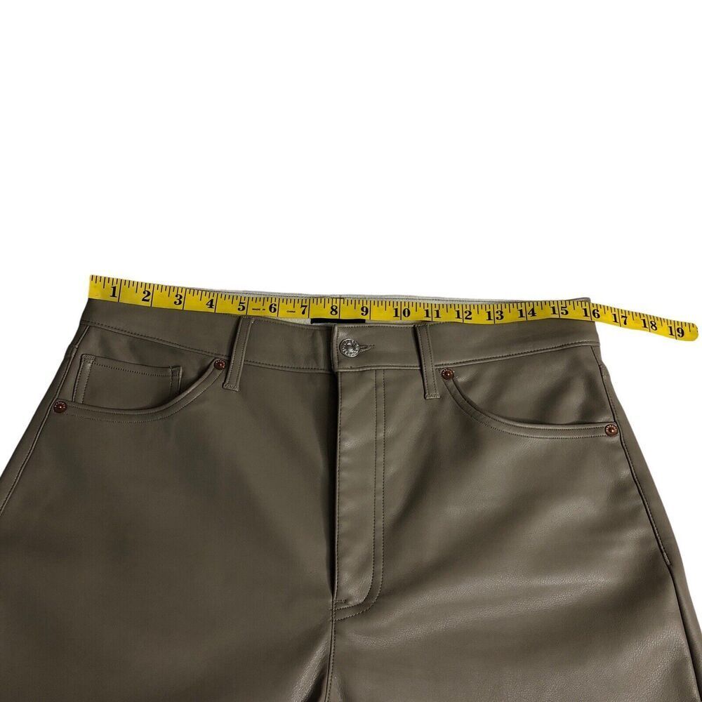 Express Pants Womens‎ 12 Short Tan Faux Leather Modern Straight Super High Rise - Picture 15 of 16
